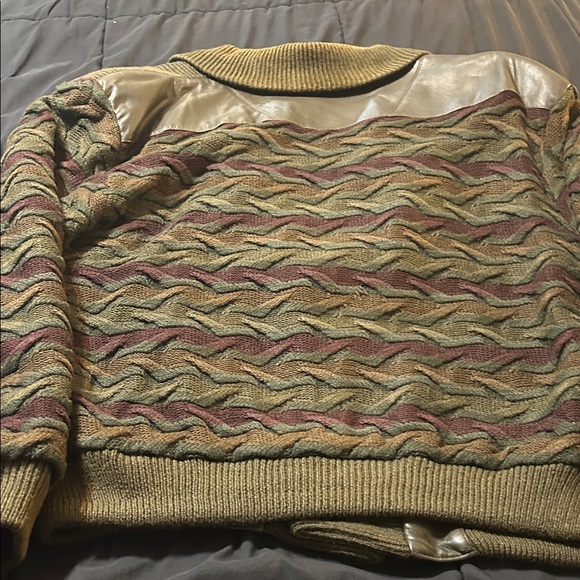 Olive Green Leather Jacket and Pants Set - Picture 2 of 10